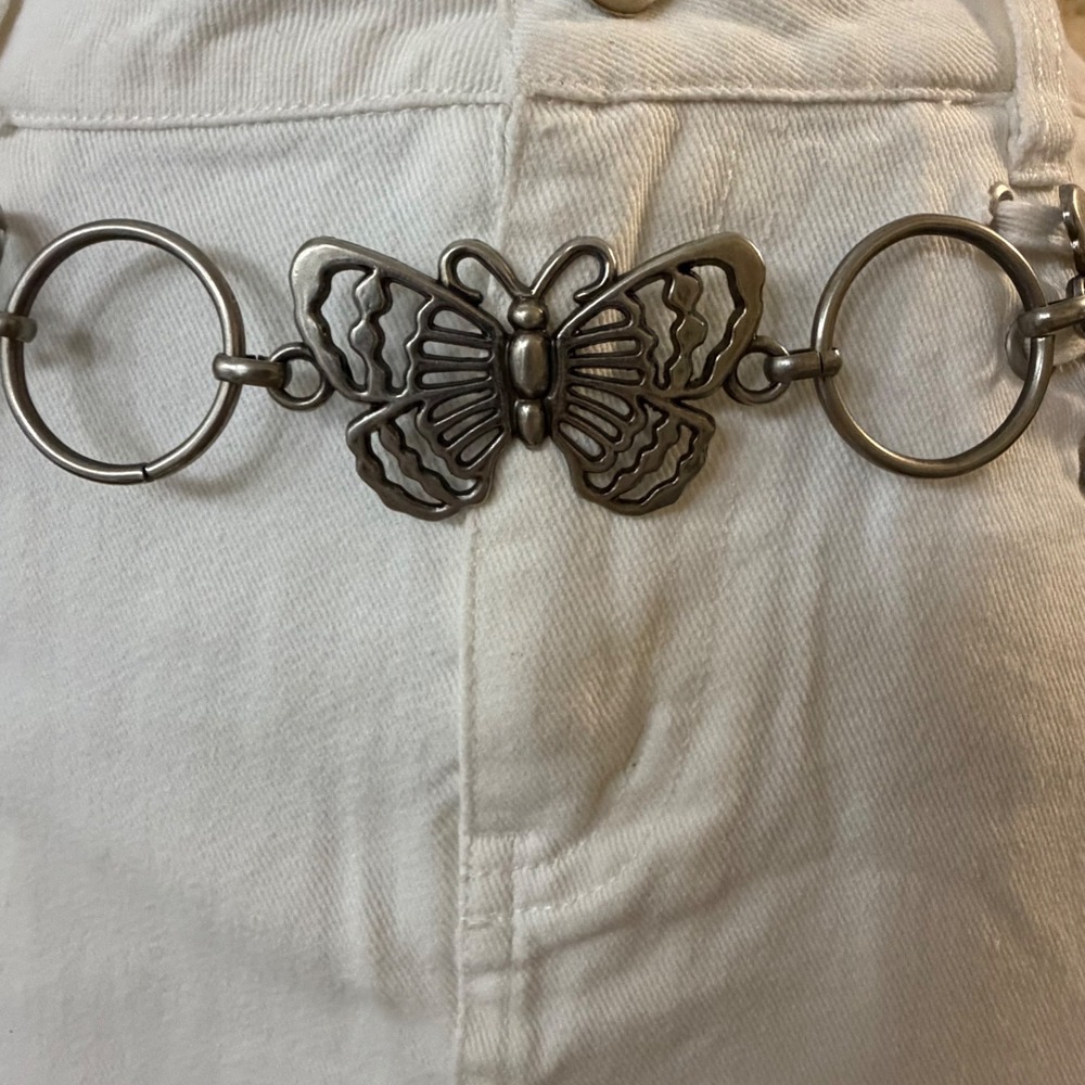 Butterfly Chain O-Ring Belt Silver Tone Adjustable Y2K Fairycore OS Streetwear